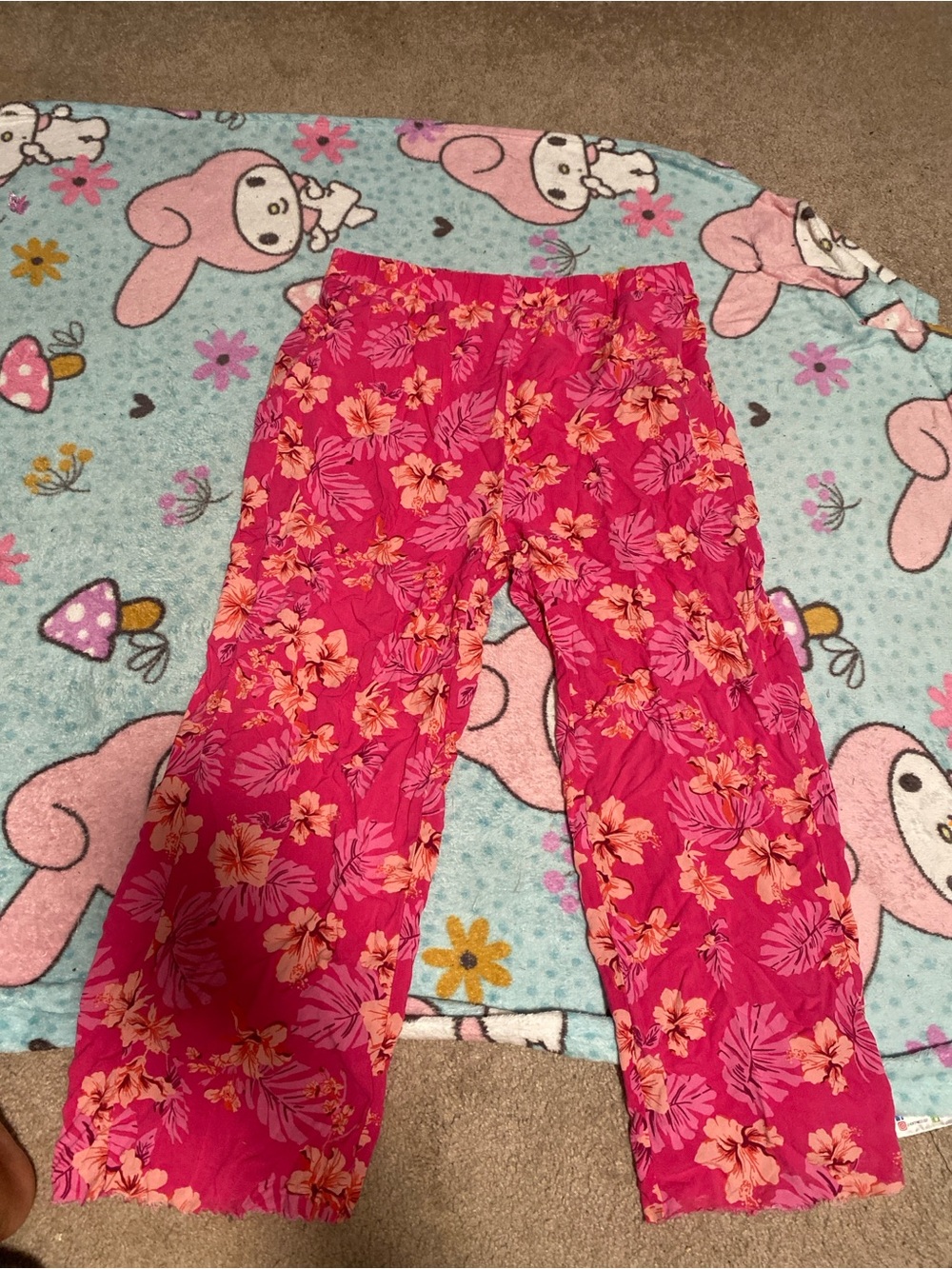 Women's Pink Floral Wide-Leg Lounge Pants
